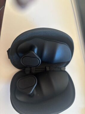 Compact Black Earbud Travel Case with Molded Interior
